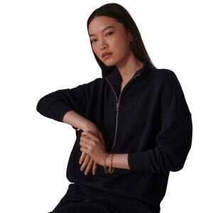 Varley Women's Masie Longline Black Sweatshirt Doublesoft 1/2 Zip Jacket XL